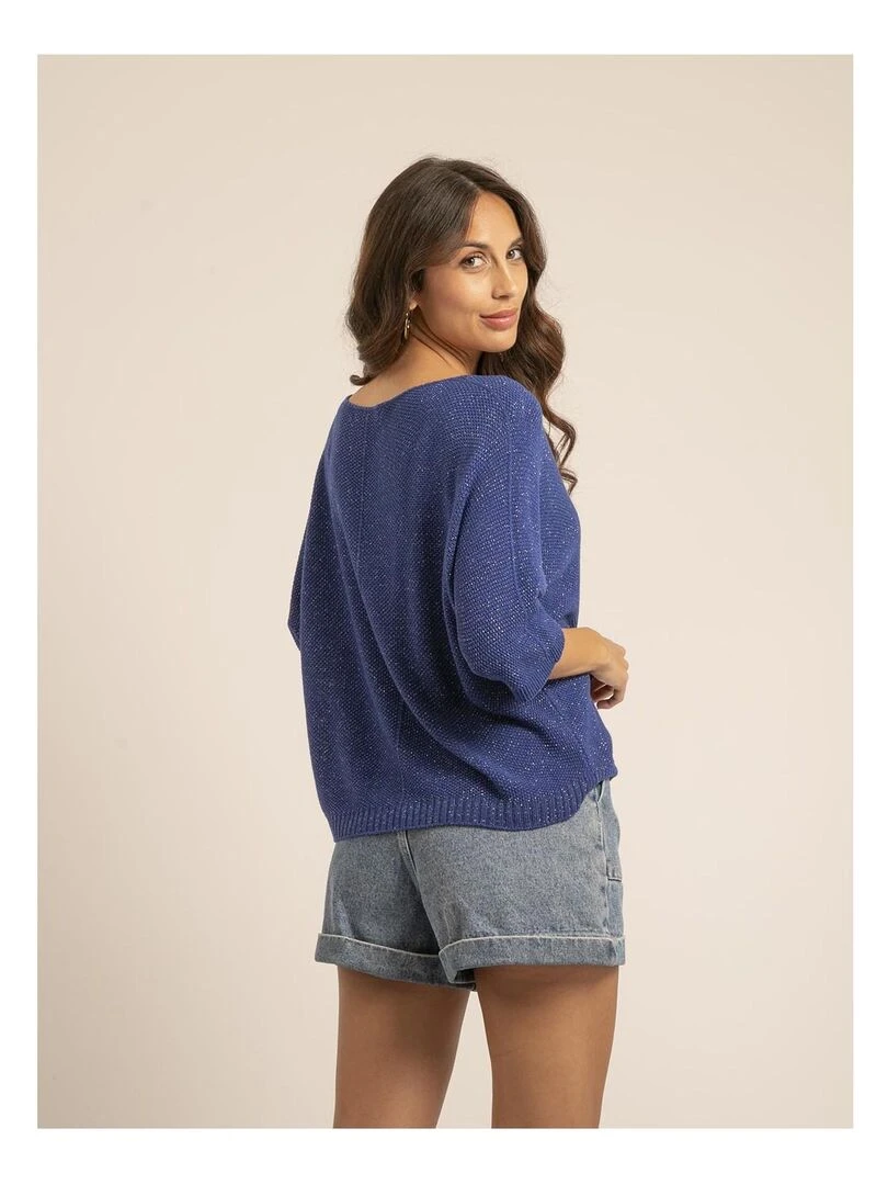 Pull fin paillettes KOLIANE   Bleu roi