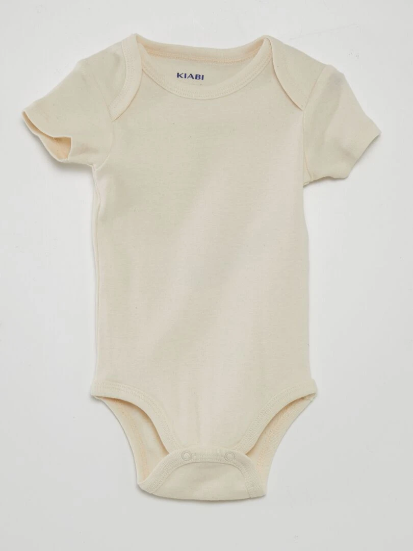 7 bodies unis + pochon de rangement   Beige