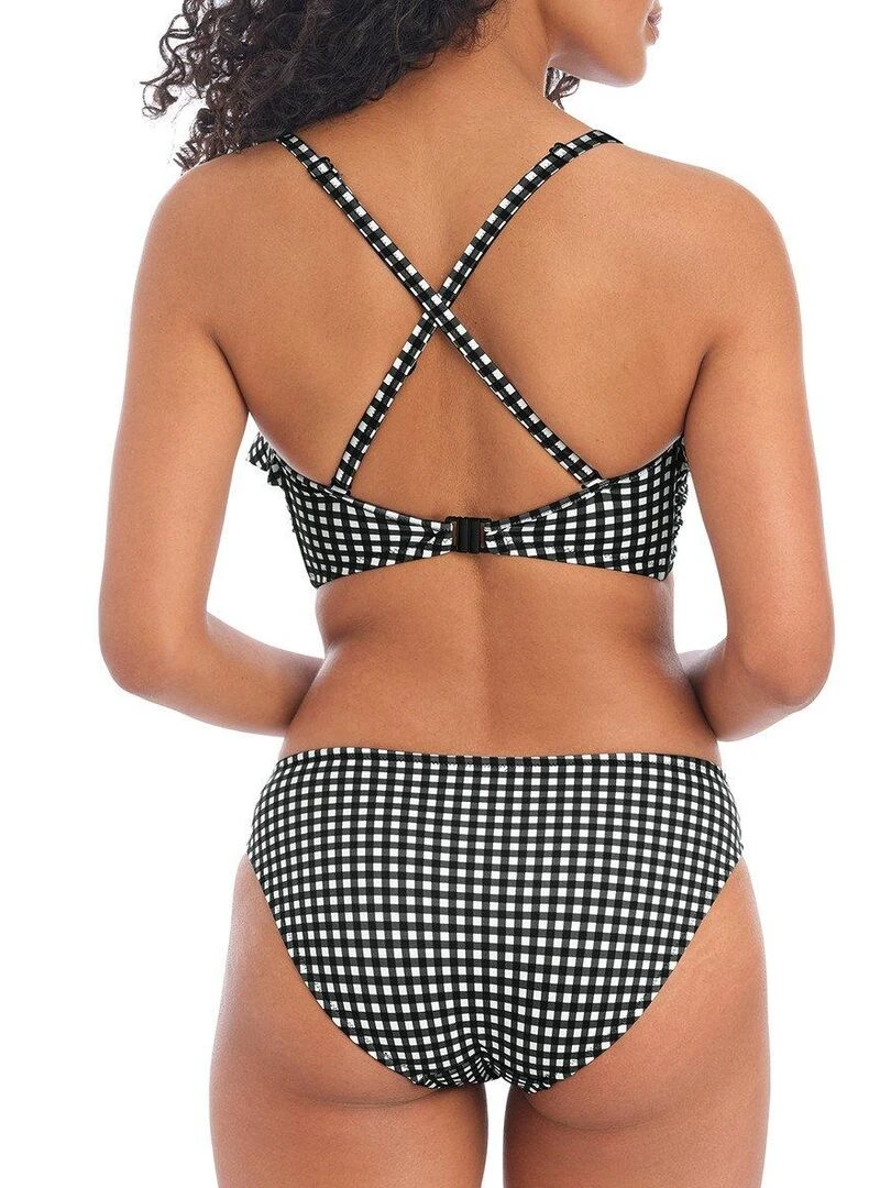 Haut de maillot bandeau vichy à armatures Check in   Noir