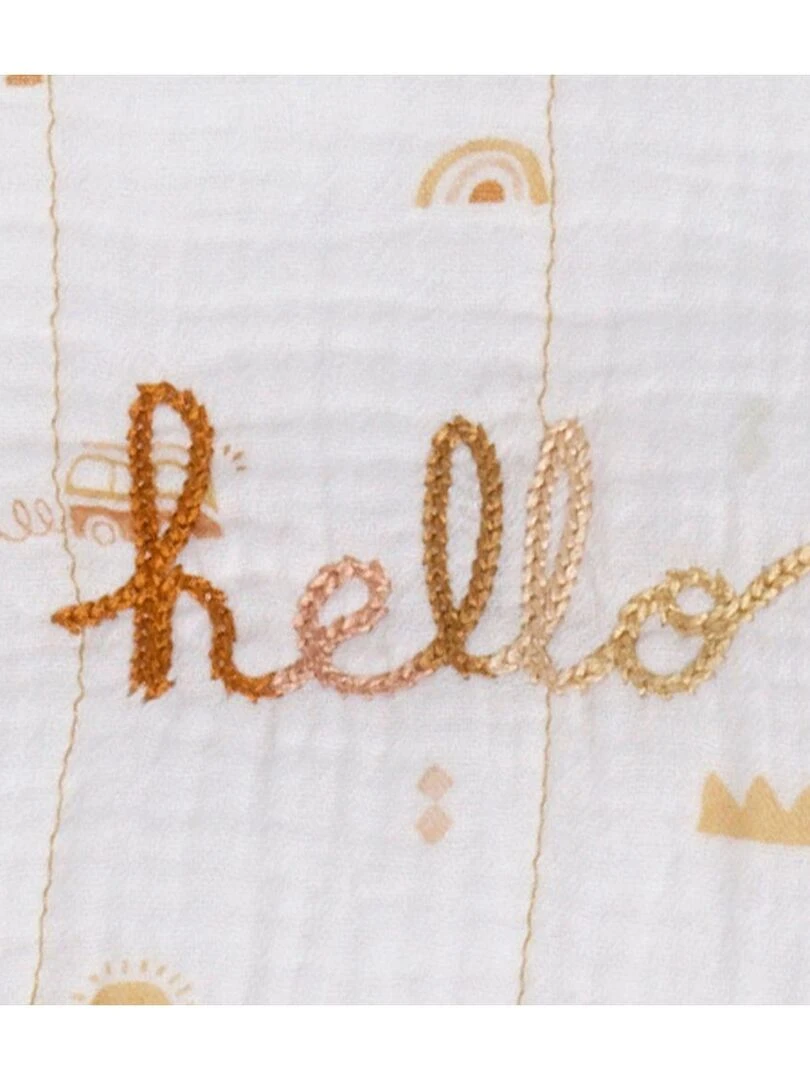 Cape de bain et gant en coton blanc   SAUTHON   Blanc