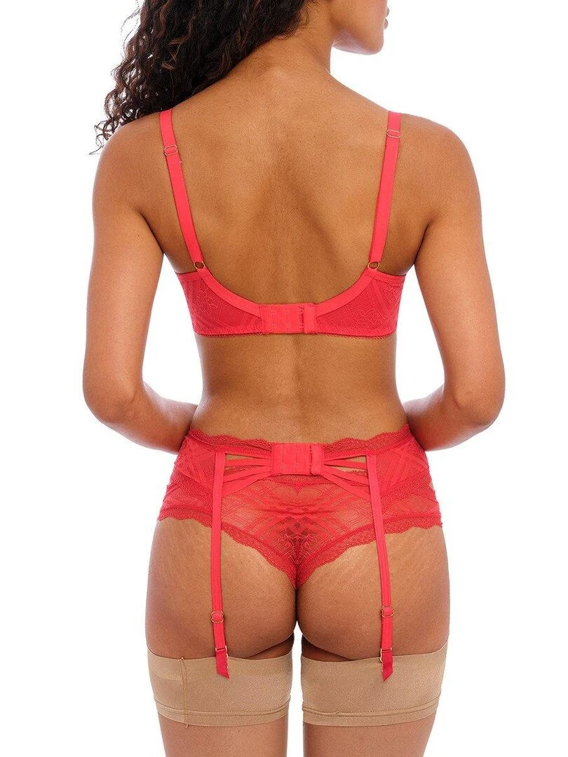 Porte jarretelles avec empiècement de dentelle Freya Fatale   Rouge