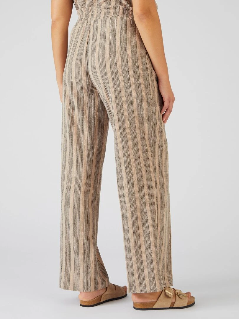 Pantalon large rayé   Damart   Beige