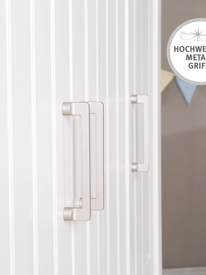 ROBA Armoire "Wilma" 3 portes et un tiroir – blanc et decor orme lunaire Blanc