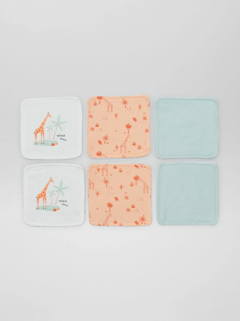 Lot de 6 lingettes en coton Orange