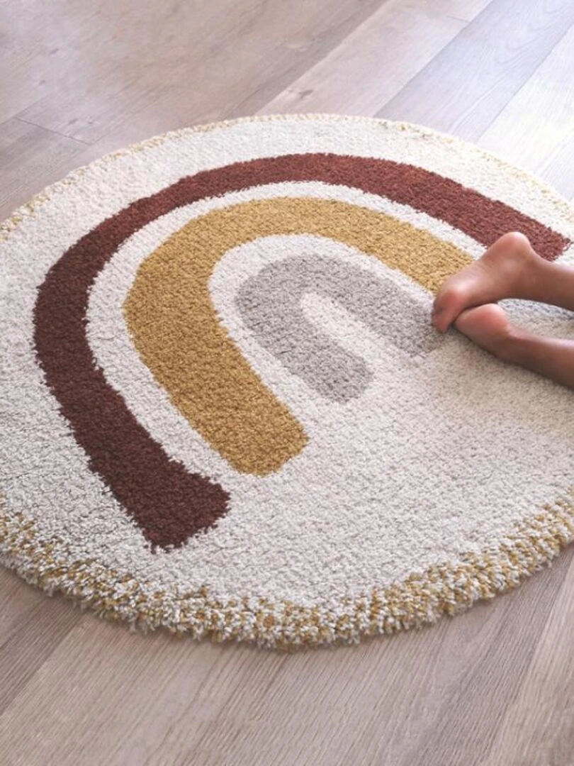 Tapis Rond Bohemian Arc en ciel (120 Cm)   Ecru