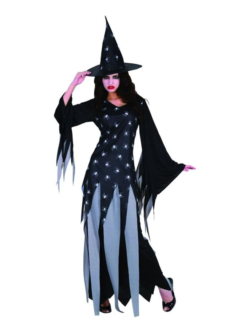 Déguisement Sorcière araignées Halloween Femme Luxe Noir Noir