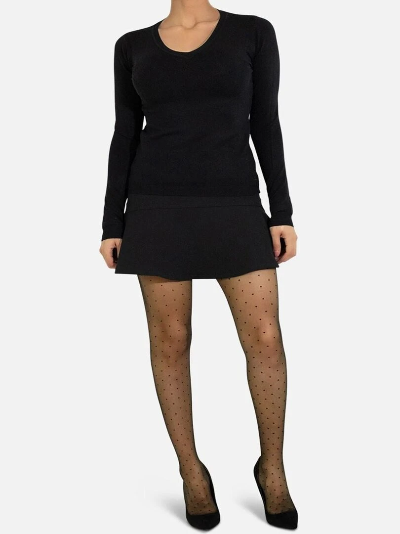 Pull col V en maille Kebello Noir Noir