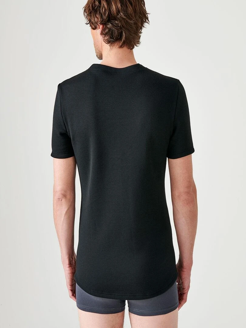 T shirt col V  maille interlock Thermolactyl   Damart   Gris chiné