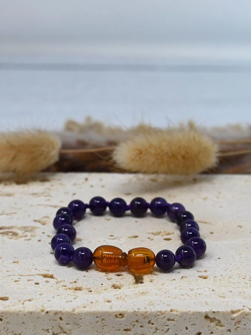 Bracelet Bébé   Pierres naturelles : Amethyste   Violet
