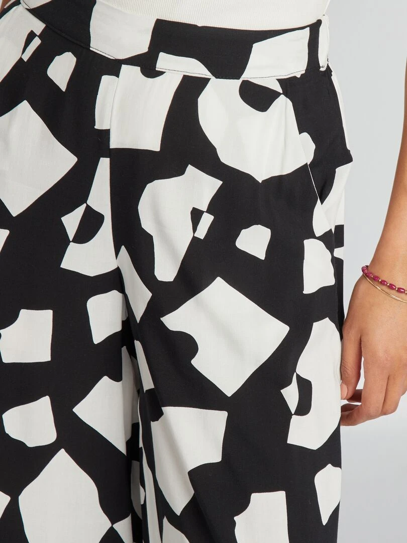 Pantalon large imprimé   Noir