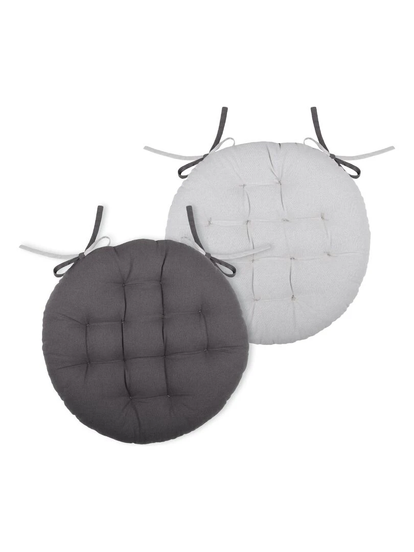 Galette de chaise ronde et bicolore Gris perle