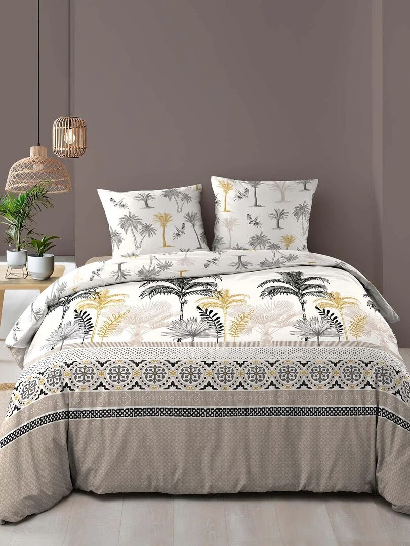 Housse couette + taies 220 x 240 cm Palmierys Blanc