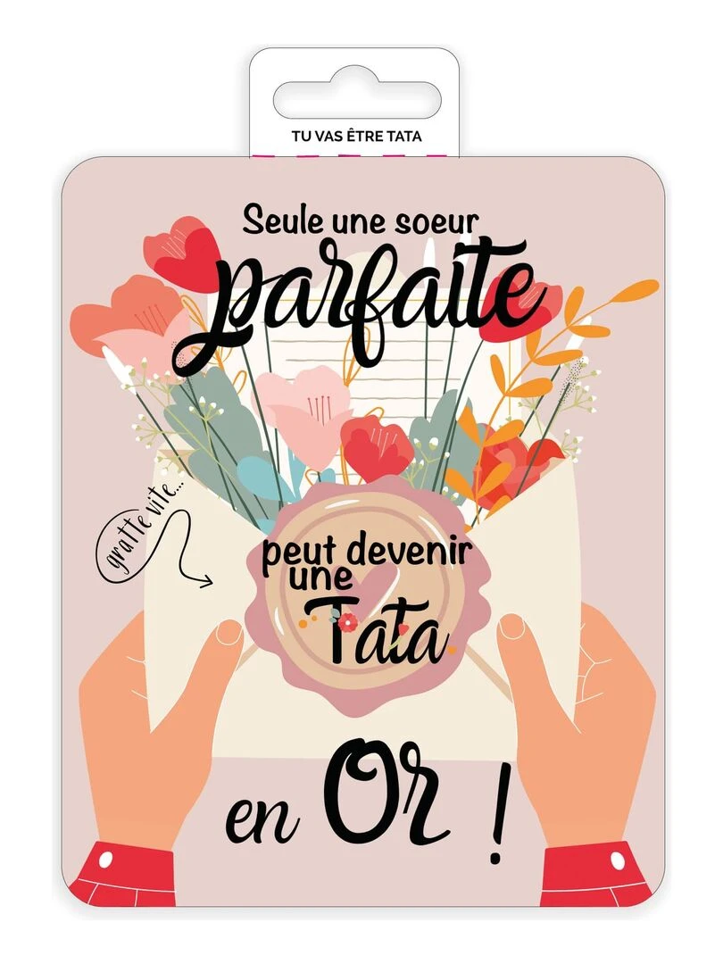 Carte à gratter Tu vas être tata Blanc