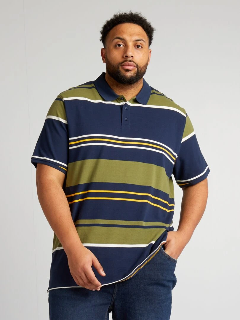 Polo à rayures en coton Bleu
