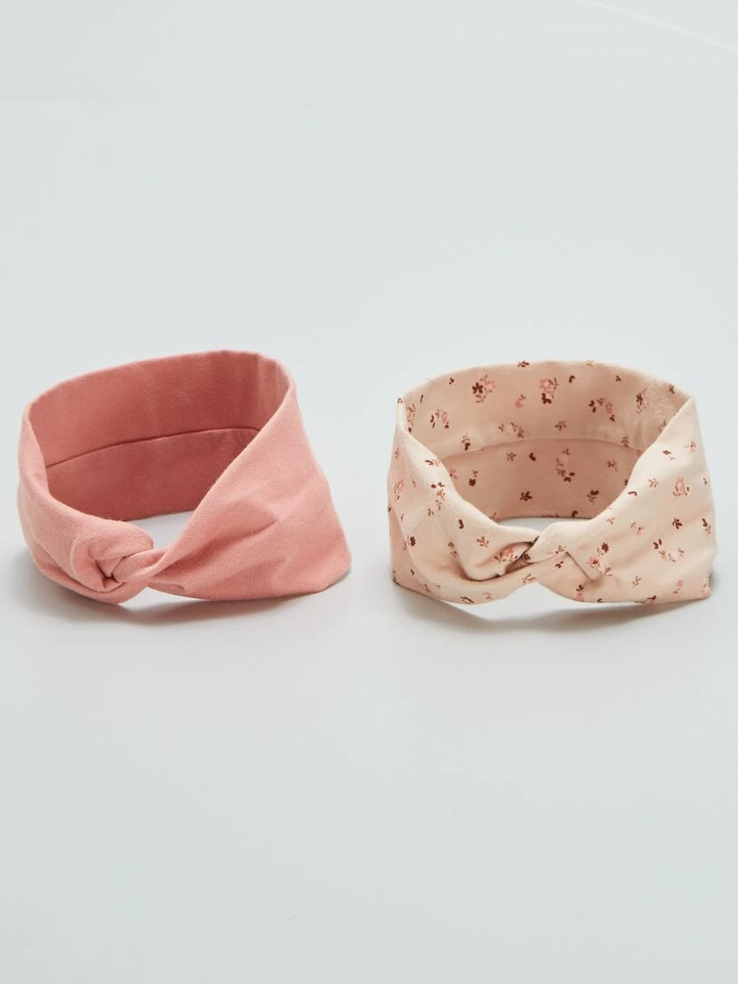 Lot de 2 bandeaux croisés en maille Beige
