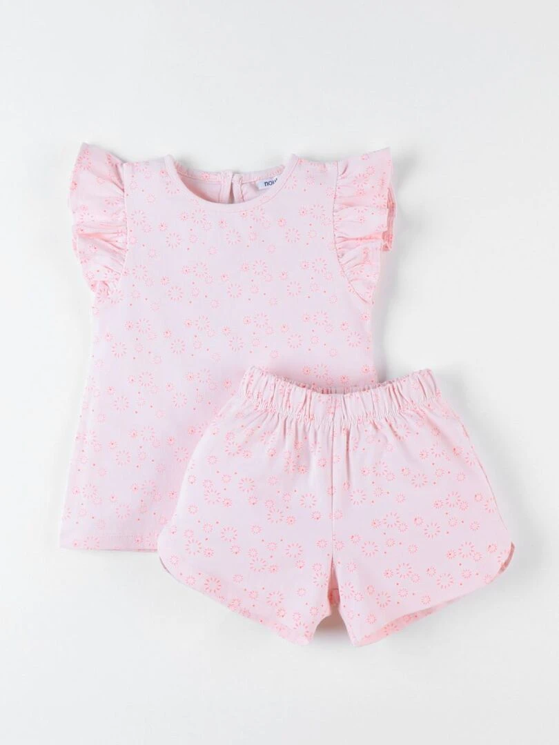 Pyjama 2 pièces à imprimé pailleté en jersey  clair   Noukie's   Rose