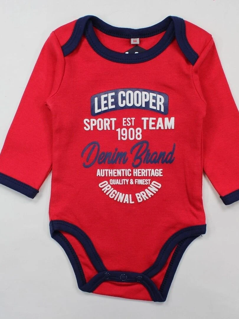Lee Cooper   Lot de 2 bodys bébé garçon en coton   Rouge