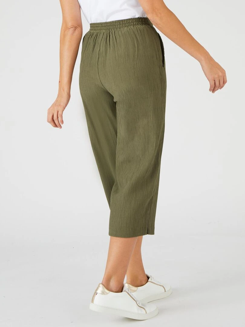 Pantacourt crépon léger   Damart   Kaki