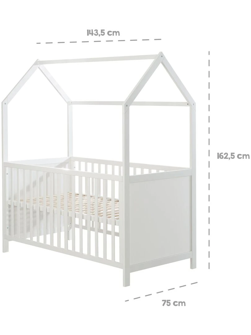 ROBA Lit Cabane Bébé Évolutif 70x140   Certifié FSC   Convertible   Hauteur Réglable   Bois Gris   Gris