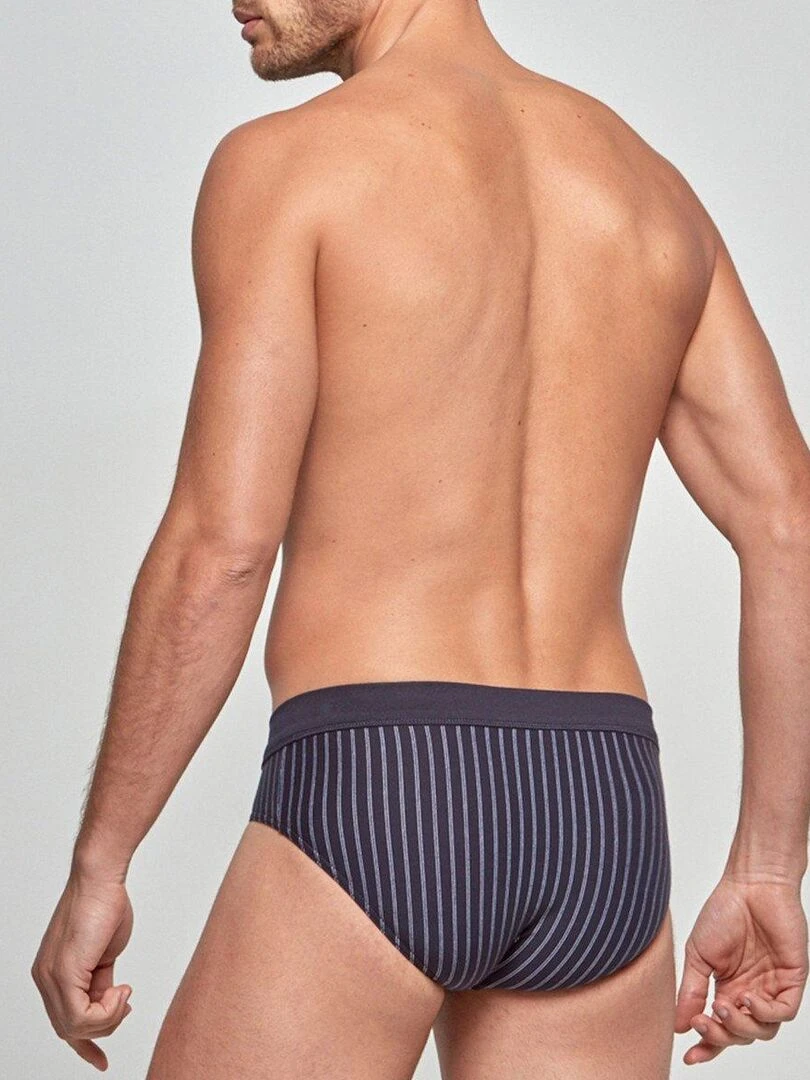 Slip à rayures en coton stretch Essentials   Bleu