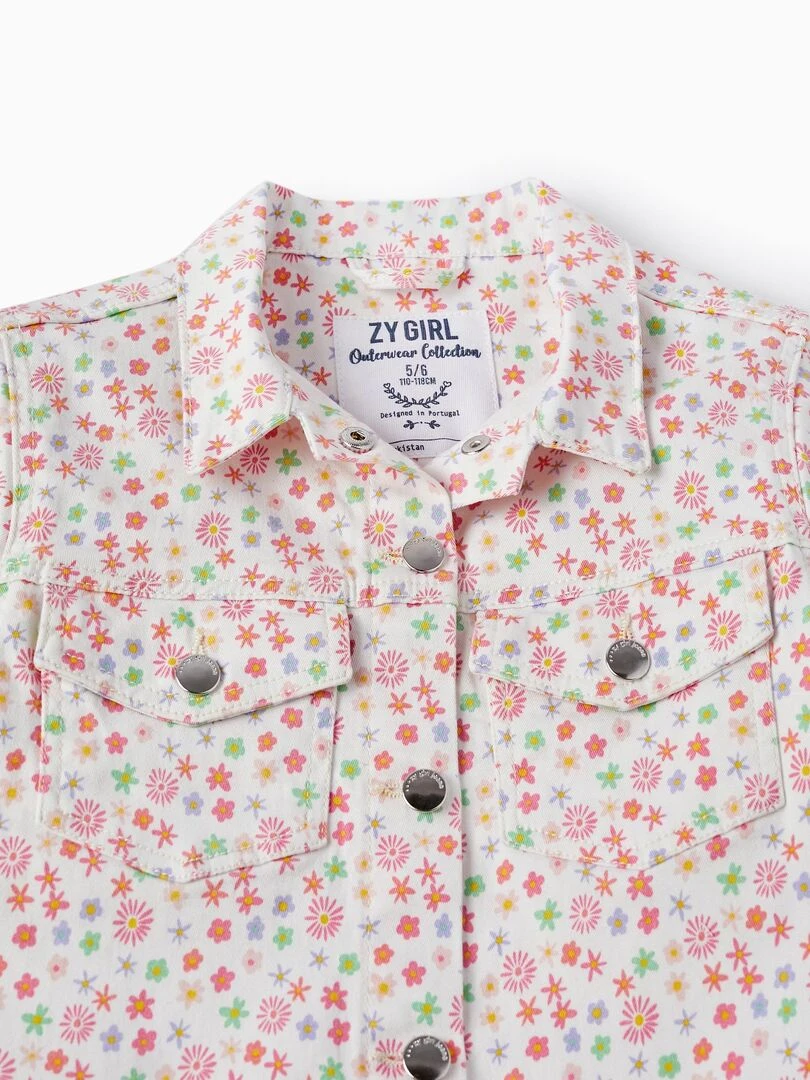 Manteau en sergé à motif floral pour fille  THE WAVE TRIBE   Blanc