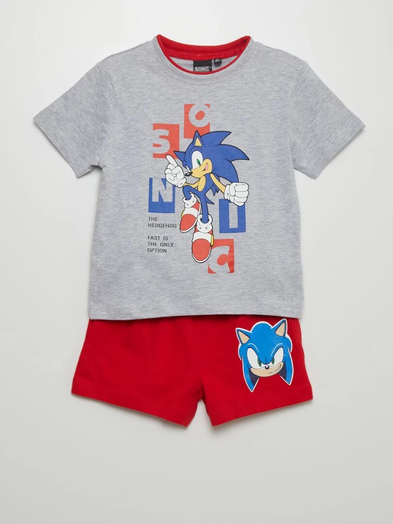 Ensemble t shirt + short 'Sonic' 2 pièces Gris