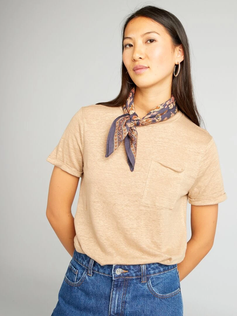 T shirt en lin Beige