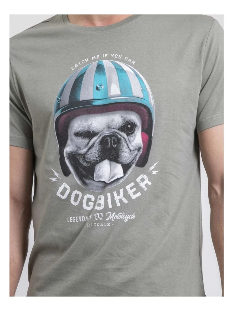 T shirt col rond pur coton NAMATOU   Kaki