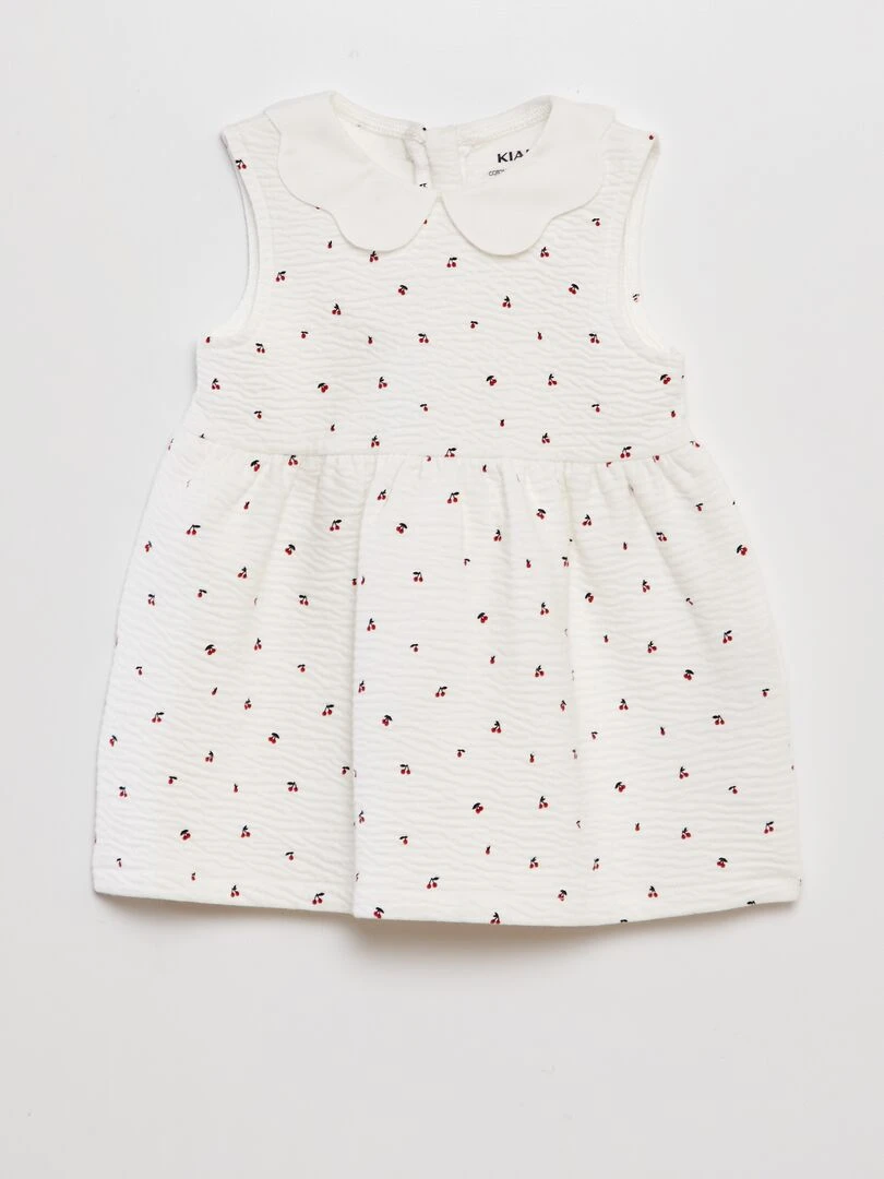 Robe en maille froissée à col claudine BLANC