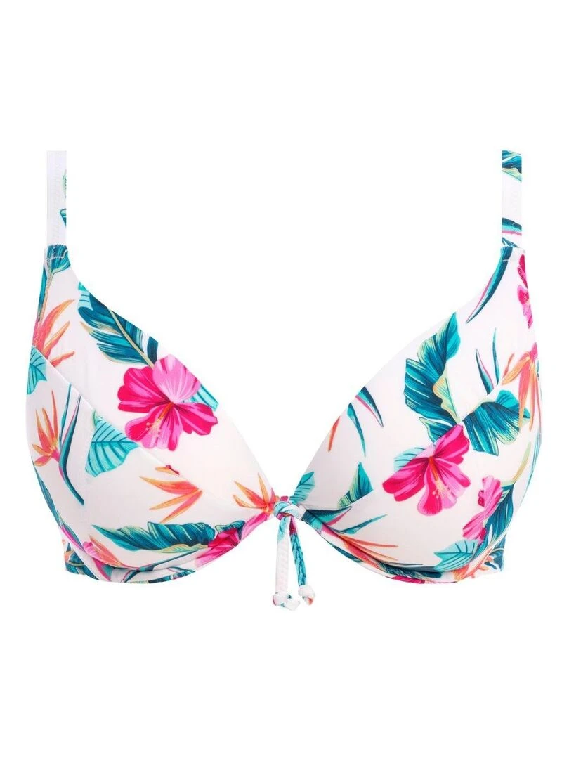 Haut de maillot à armatures Palm Paradise   Blanc
