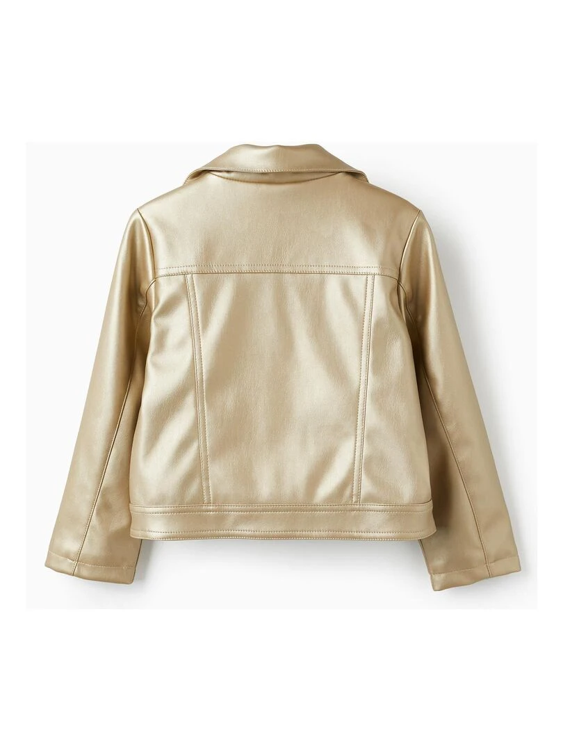 Veste de motard pour fille LETS PARTY Or rose