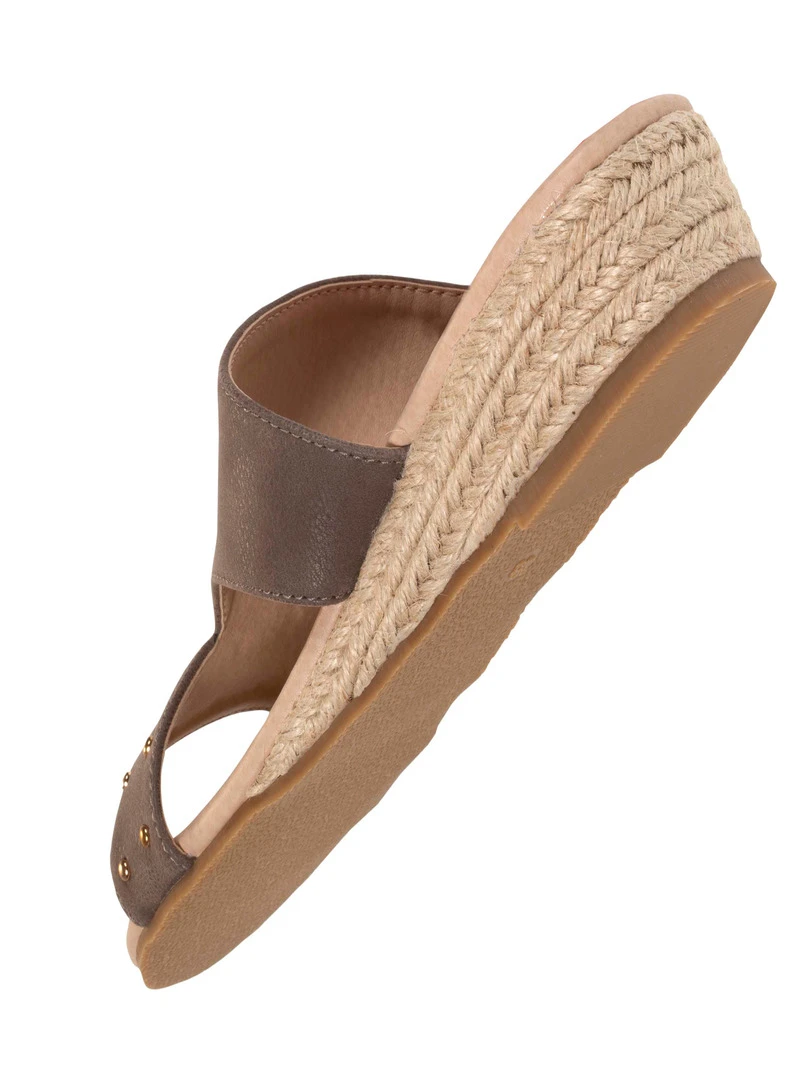 Isotoner Mules Femme Cloutées Talon Taupe   Marron