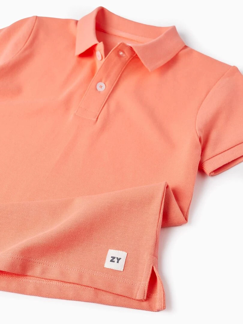 Polo en Coton pour Garçon manches courtes   Rose