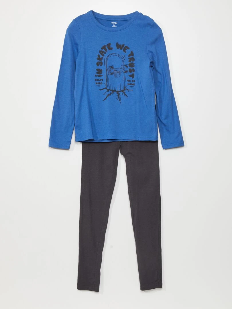 Ensemble pyjama t shirt + pantalon 2 pièces Bleu/noir