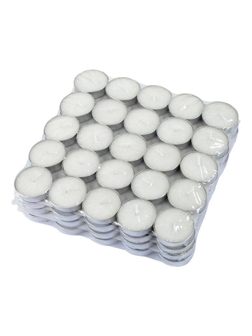 Lot de 100 bougies chauffe plat blanc Blanc