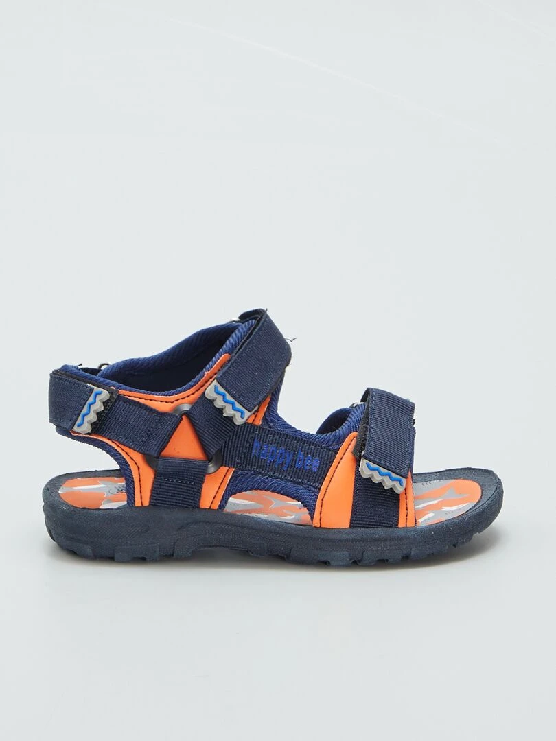 Sandales scratchées ‘requin’ Bleu/orange