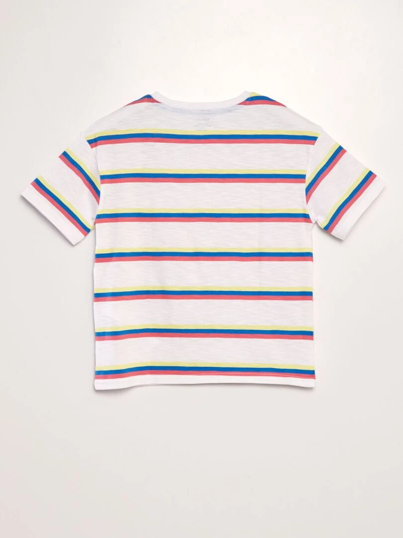 T shirt à rayures colorées Blanc tricolore