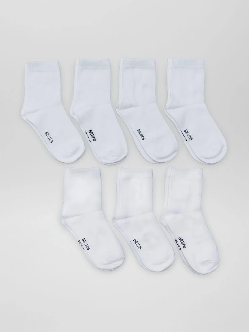 Lot de 7 paires de chaussettes blanc