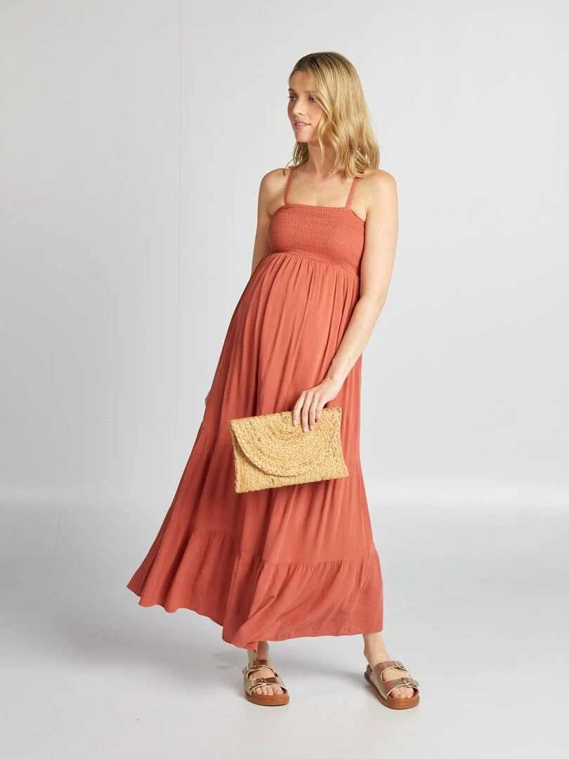 Robe grossesse à coupe longue Orange
