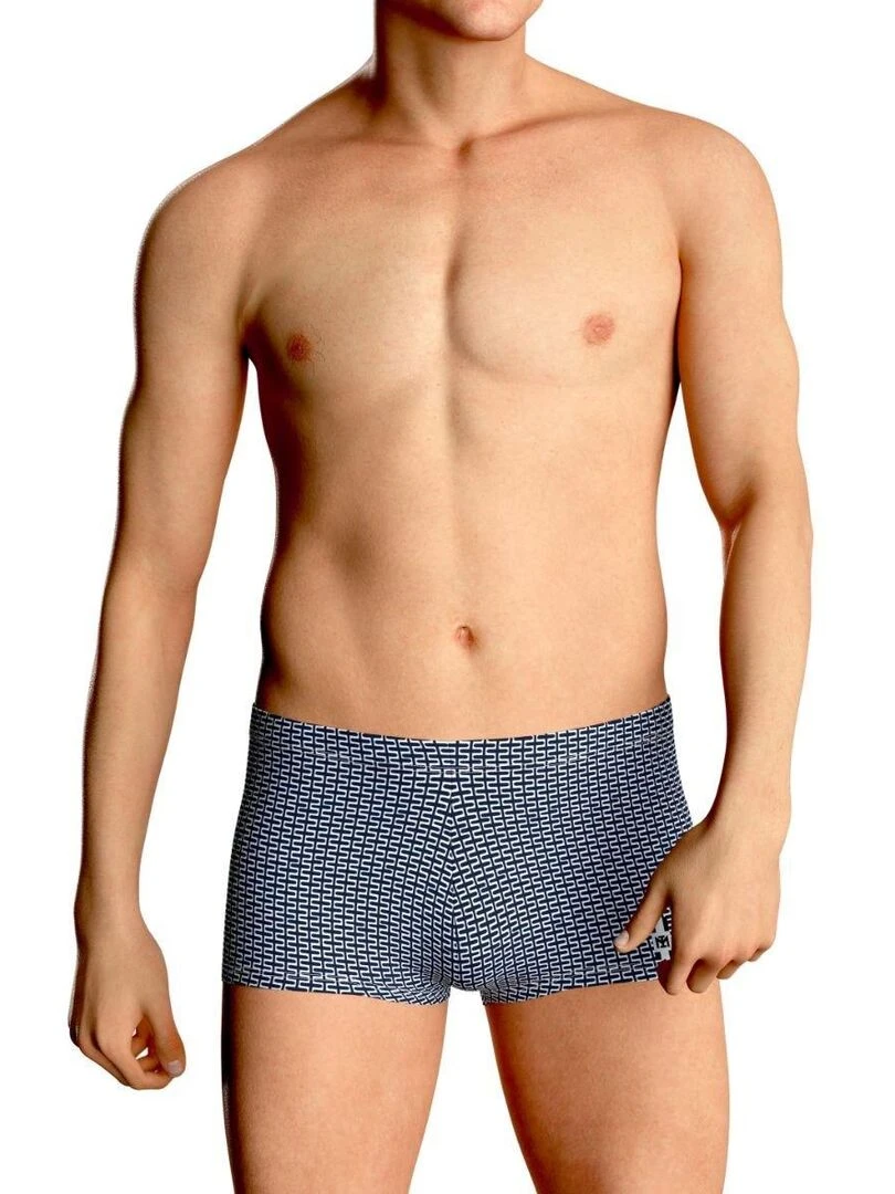 Boxer de bain pour homme couleur bleu imprimé graphique Bleu