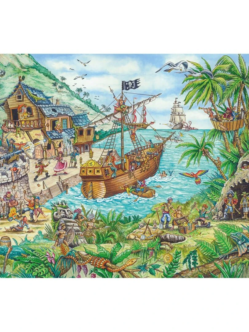 Puzzle 100 pièces : Dans la baie aux pirates avec drapeau N/A