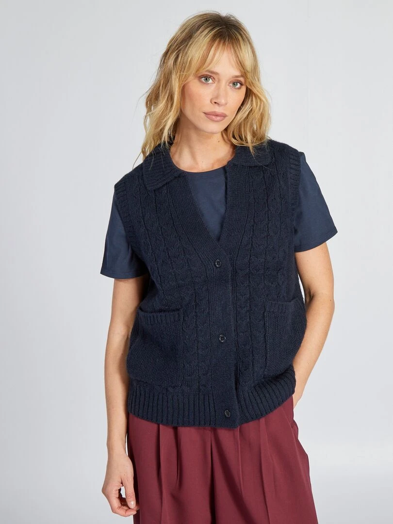 Gilet en maille   Bleu