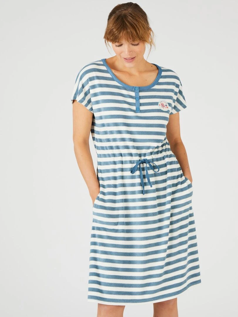 Chemise de nuit en éponge   Damart   Bleu