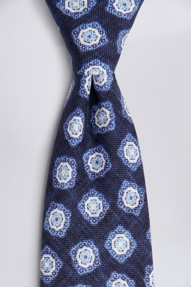 Bottinelli Navy & Blue Silk Medallion Tie Buy Online at Moss