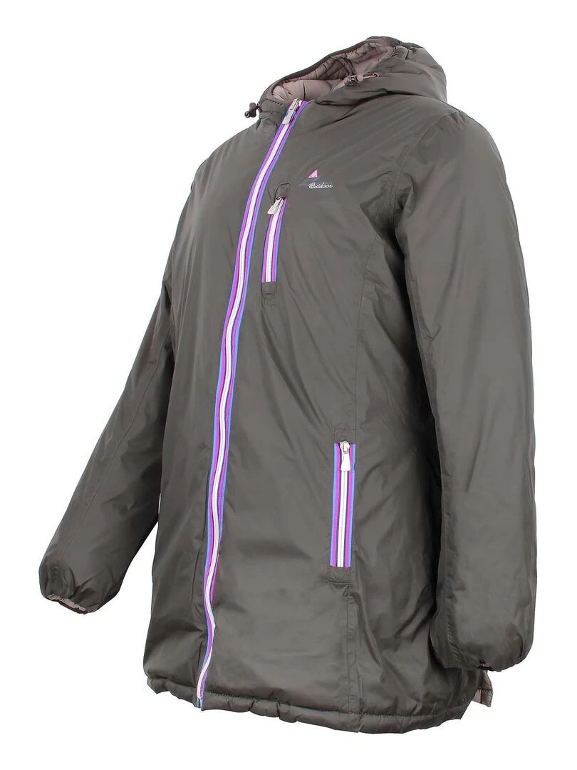 Doudoune longue réversible de ski femme AWILL   PEAK MOUNTAIN   Marron