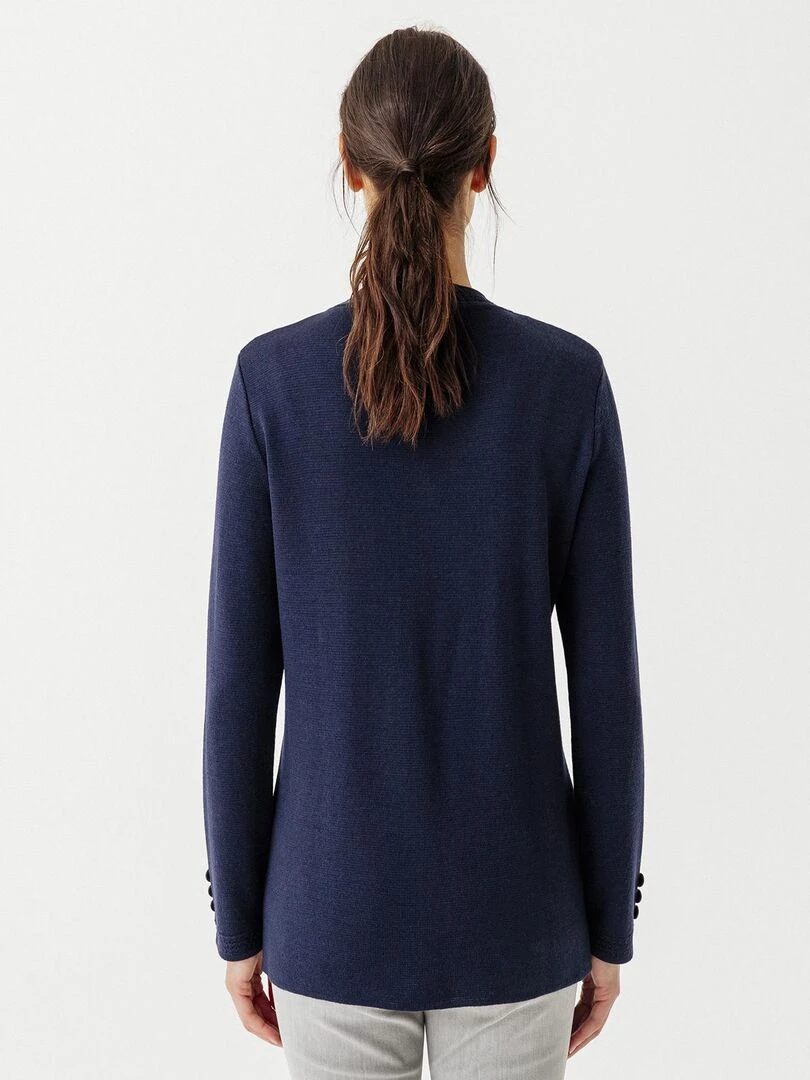Veste maille milano 50% laine mérinos Damart Bleu marine