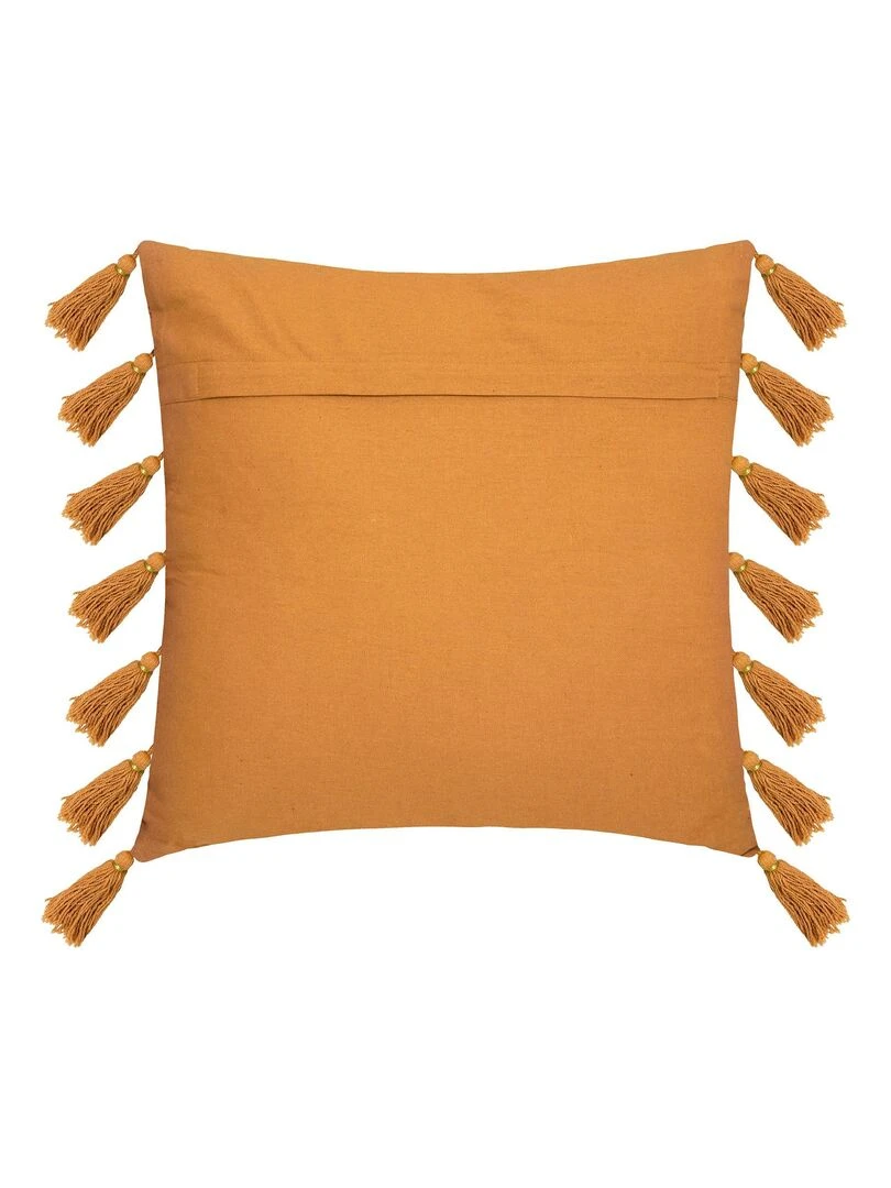 Coussin gypsy avec pompons Jaune