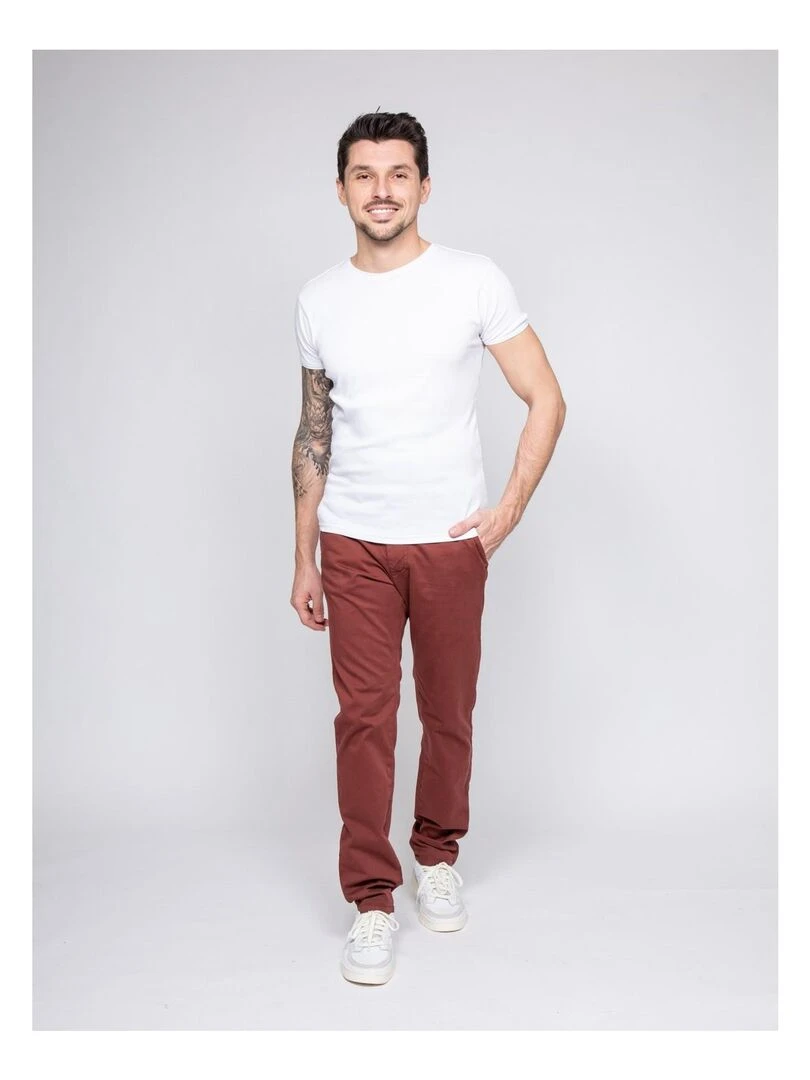 Pantalon chino coupe ajustée VAIRE   Bordeaux