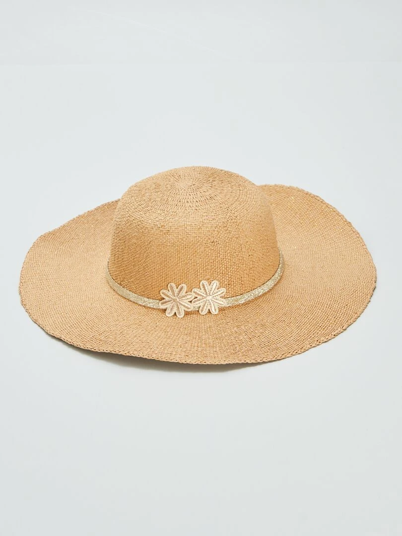 Chapeau de paille pailleté Beige