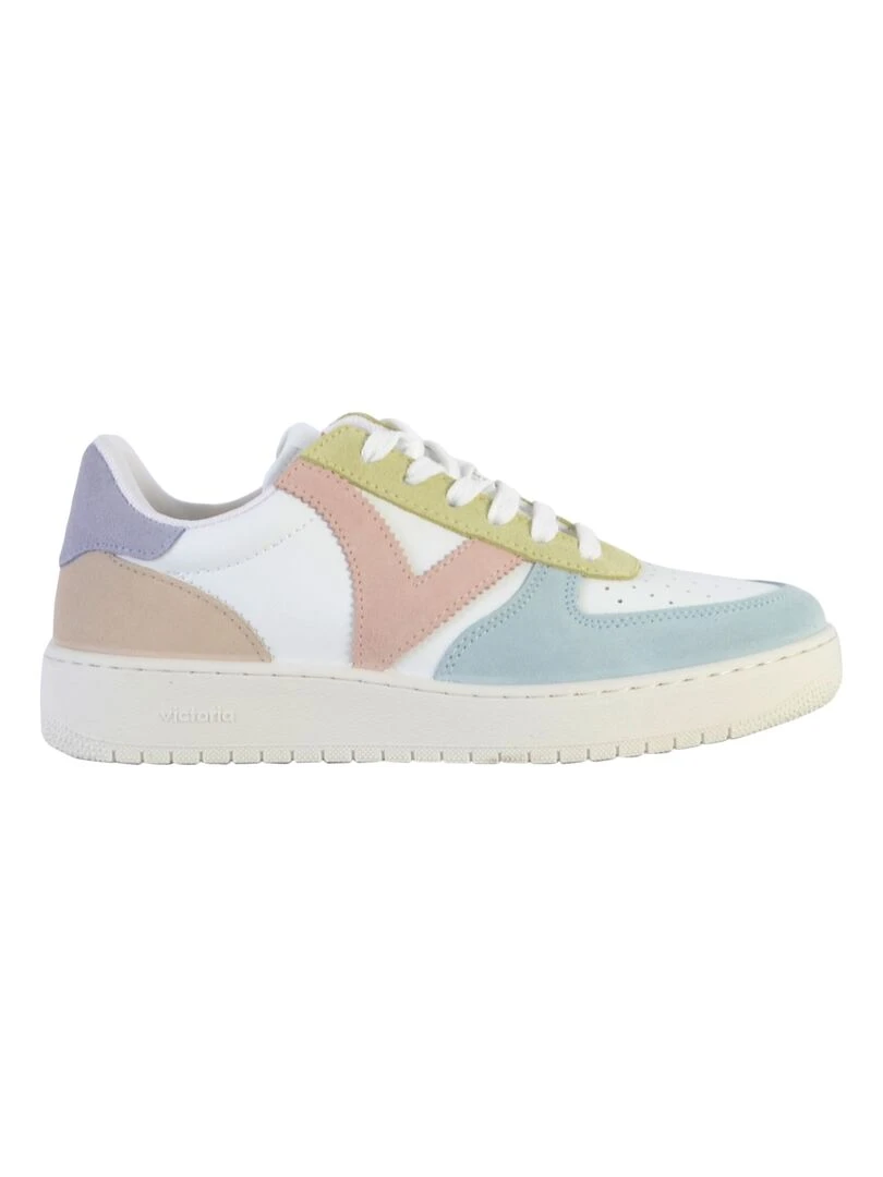 Basket Cuir Plate Victoria Multicolore